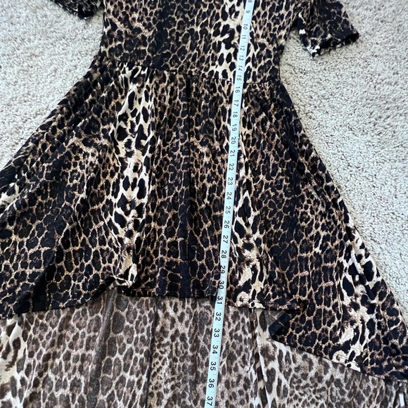 Leopard High Low Elastic Waist Scoop Neck Stretchy Dress - Picture 8 of 9